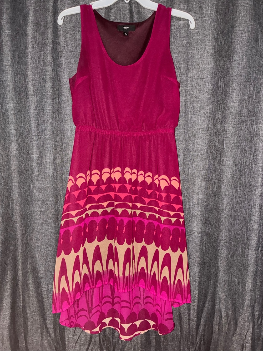 Sleeveless Magenta Patterned Hi-Low Dress by Mossimo
